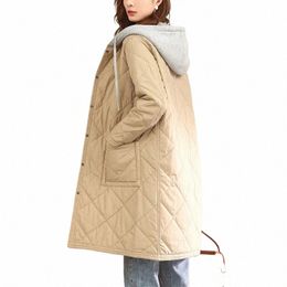 2023 Nuevo abrigo de invierno LG Cott Chaqueta Diamd Lattice Mujeres Casual Acolchado Cott Abrigos Mujer con capucha Parka Abrigo Abrigo P9MF #