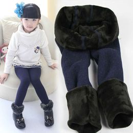 2023 New Winter Girls Gros gruesos niños calientes Colorido de cintura elástica Plus Leggings Veet Pantalones Fluff L2405