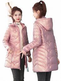 2023 Nouvelle veste d'hiver Lg manteaux femmes Parkas à capuche brillant doudoune chaude décontractée Parka rembourré manteau femme z5QA #