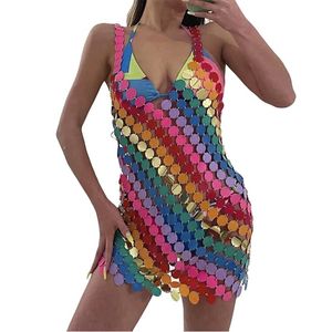 2023 Nouvelles femmes Photographies enceintes Sexy Mirror Sequins Harness Robe Chaîne Body Chain Summer Beach Bikini Cover Up