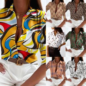 2023 nouvelle chemise chemisier pour femmes chemise à col à revers été imprimé chemisiers à manches longues créateur de mode polos chemises hauts