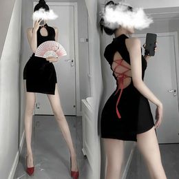 Pamas Sexy pour femmes, Costume séduisant ajouré, Cheongsam chinois, jupe Qipao, chemise de nuit, nouvelle collection 2023