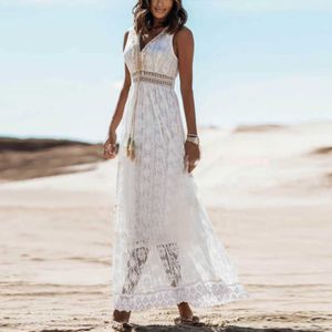 2023 nouvelles femmes Sexy robes amincissantes pour femmes dentelle Style vacances blanc plage jupe longue maxi robe de cocktail noire