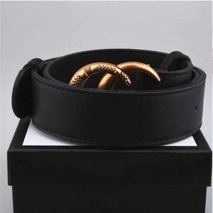 Cinturones negros de cuero para hombre y mujer, hebilla dorada grande de serpiente, cinturón clásico informal con perlas, caja blanca, novedad de 2023