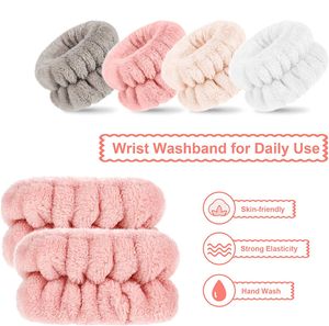 2023 Nieuwe pols spa wasband microvezel pols wasthanddoekband polsbandjes scrunchies voor het wassen van gezichtsabsorberende polsbandband voor vrouwen voorkomen dat vloeistof morst