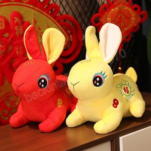 2023 nouvel an Style chinois lapin en peluche doux lapin peluche poupée mascotte Collection cadeau de noël nouvel an décoration