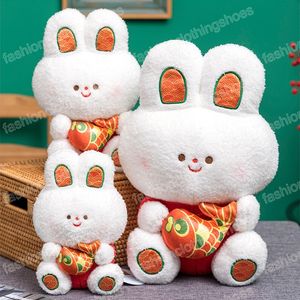 Peluche lapin blanc de Style chinois, jouet doux, poupée en peluche, poisson câlin, cadeau de noël pour enfants, nouvel an 2023