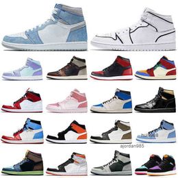 2023 Date moins chère 1S Hommes Chaussures de basket-ball 1 Université Bleu Obsidian Bred Shadow Digital Rose Femmes Baskets de sport Baskets de sport Marche JORDON JORDAB