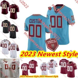 2023 La camiseta de fútbol más nueva de FSU Asante Samuel Jr. Danny McManus A.J Duffy Tate Rodemaker J. Travis Gino Inglés Dylan McNamara Florida Camisetas estatales cosidas personalizadas