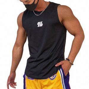 2023 Nieuwste Zomer Gym Vest Hoge Kwaliteit Shirt Sleevel T-shirts Mannen Tank Tops Running Fitn Sport Vest Mannen Kleding r052 #