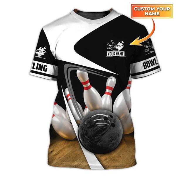 2023 Camiseta de verano más nueva Nombre personalizado Bowling 3D THERS CHISH THISH Tshirt Regalo para jugador de bolos DW129