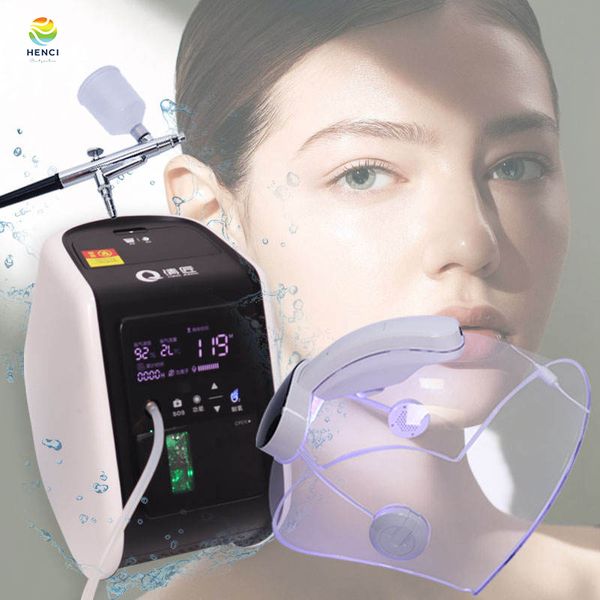 2023 nouvellement rajeunissement de la peau injection d'oxygène hydro facial machine visage oxygénothérapie beauté machine hydrogène masque à oxygène avec lumière led
