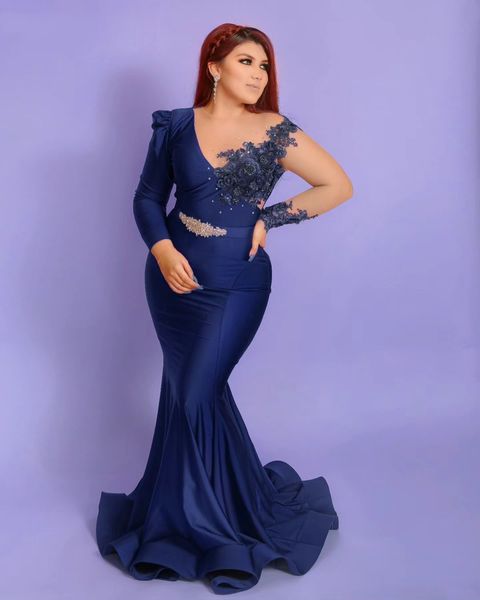 2023 Nov Aso Ebi Encaje árabe Con cuentas Sirena Vestidos para madre de la novia Satén Noche de fiesta Fiesta formal Cumpleaños Celebridad Vestidos para madre del novio Vestido ZJT015