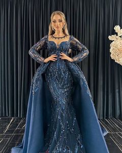 2023 Oct Aso Ebi arabe paillettes dentelle sirène mère de mariée robes détachable train soirée bal formelle fête anniversaire célébrité mère de marié robes robe ZJ368