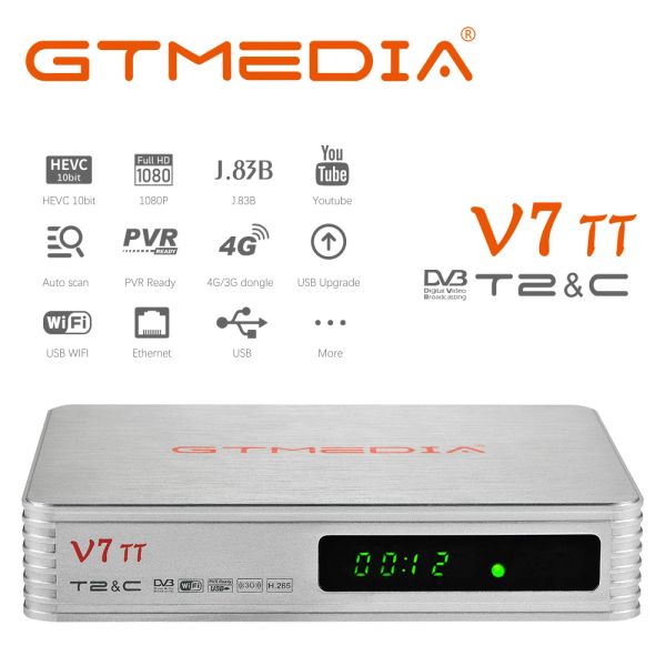 2023 GTMEDIA OFICIAL GTMEDIA V7TT HD RECEPTOR Satélite Soporte DVB-S/S2/S2X AVS+BISS Auto Roll Full PowerVU USB Wifi Decoder