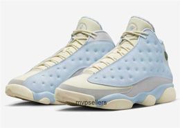 2023 OG Authentic Chaussures SoleFly x Air Basketball 13 13s DX5763-100 Muslin Smoke Grey Gum Light Celestine Blue Sports Sneakers Hommes Avec Original