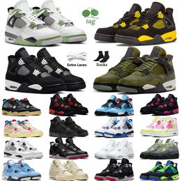 OG Origian Jumpman 4 Chaussures de basket-ball Black Cat 4s Seafoam Pine Green Bred Thunder Sail blanc Oreo infrarouge Fire rouge Military Blue Union J4 Womens Mens Sports Sneakers