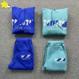 2023 Célébrité en ligne Nouveau Style Lake Bright Blue Sweat à capuche Hommes Femme 1Coton Polaire Serviette Brodée Trapstar Pulls Sweatshirts