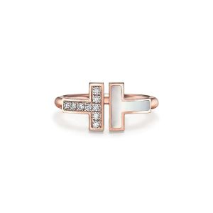 2023 open gouden ring kristal diamanten merk ring parelmoer ring heren dames unisex trouwringen voor koppels Valentijnsdag cadeau