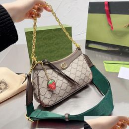 2023 Opia Underarm Sac Crescent Moon Sacs À Main De Luxe Designer Femmes Stberry Lettres Hobo Shoder Sacs Réglable Rouge Et Vert Sangle Dhgb8