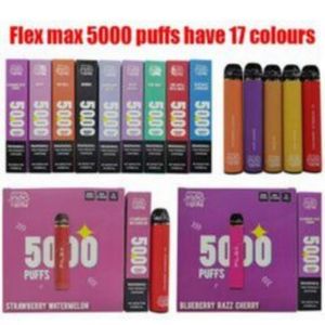 2023 Original 100% Filex 5000 bouffées E Cigarettes Cigarettes 12ml 650mah 5% 2% Dispositif prérempli vape jetable autorisé 17 couleurs