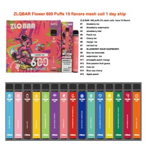 2023 Original 100% ZLQ BAR 600 bouffées de cigarettes électroniques jetables Vape 8ml l 2% 0% 15 saveurs en stock