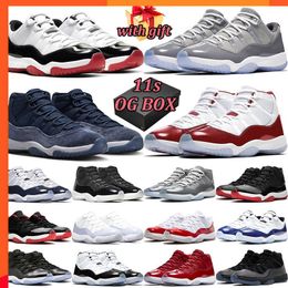 2023 Outdoor Top OG OG Box 11 Retro Cherry Basketball Shoes Men Women Midnight Navy Space Jam Cool Gray Gray Gray Low Black Concord Bred Legend Blue Pure Violet Mens