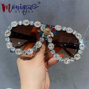 2023 Oversize zonnebrillen voor Wome Vintage Sun Glazen luxe