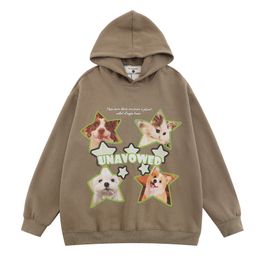 2023 sweat à capuche surdimensionné Streetwear sweat étoile chien chat Harajuku sweat à capuche automne coton hommes pull à capuche Hip Hop ample