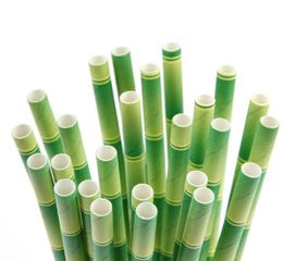 2023 Papieren rietjes 19,5 cm wegwerp bubbelthee dik bamboe sap drinkstro 25 st. Lot milieuvriendelijke melkstro verjaardag bruiloftsfeestje