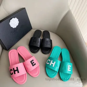 2023 Paris Designer Vrouwen Zwarte Platte Sandalen Slides Mule Brief Schoen Luxe Merken Schoenen Vrouw Dames Zomer Flip Flops dubbele Slippers Mode c Slide jelly