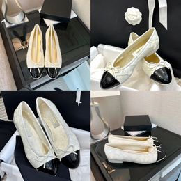 2023 Paris Luxury designer Black Ballerines Chaussures Femmes marques Quilted Genuine Leather Slip on Ballerina Round Toe Ladies Dress Shoes canal
