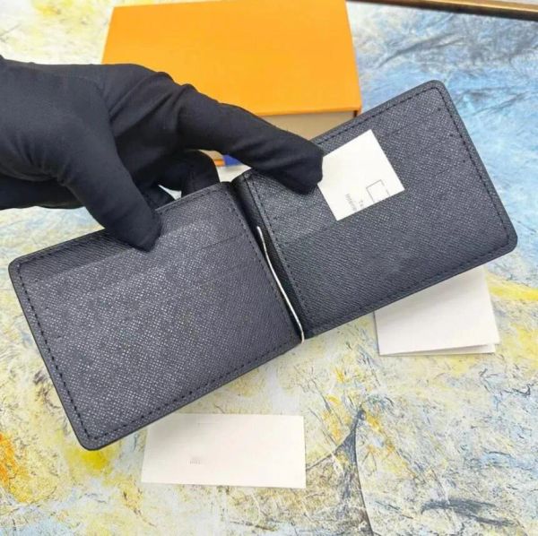 2023 Paris style à carreaux hommes portefeuille mode hommes sac à main toile spéciale multiple court petit portefeuille pliant avec boîte dhgate portefeuille clip