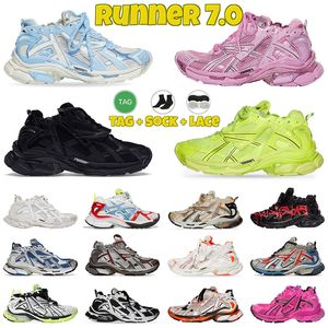2023 Paris Runner 7.0 Designer casual schoenen Dames Heren Transmit Sense Trainers zwart wit Graffiti Zwart roze blauw Burgundy Deconstruction 7 jogging wandelen Sneakers
