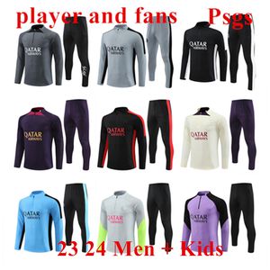 2023 Paris Tracksuit Mbappe 23 24 NIEUW PSGS Trainingspak Lange mouw Voetbal Kinderen en mannen Voetbal Jersey Kit Uniform Chandal Fan Player Versie Sweatshirt Topkwaliteit