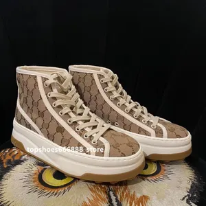 2024 dames canvas schoenen hoge top vulcanisatie luxe merken koekjes schoenen vaze casual sneakers plarform hoogte toenemende meisje schoenen vrouwelijke enkel laarzen prads prads