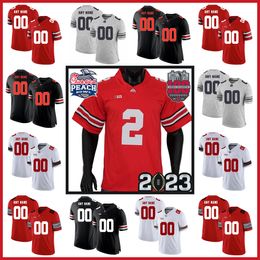 2023 Peach Bowl Ohio State Buckeyes Jersey C.J. Stroud Jaxon Smith-Njigba Miyan Williams J.T.Tuimoloau Treeveyon Henderson Emeka Egbuka Marvin Harrison Jr. Cade Stover