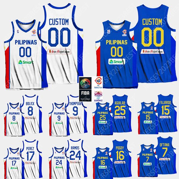 Maillot des Philippines 2023 Coupe du monde de l'équipe nationale 4 Kiefer RAVENA Maillot de basket-ball 7 Timothy HEADING 15 juin mars FAJARDO 19 Kai Sotto 6 Clarkson Jalen XS-4XL