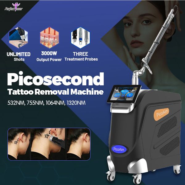 2023 Picoseconde Machine de détatouage Tatouage des sourcils Dispositif de pigmentation de la peau Pico Diode Laser 755nm Traitement de rajeunissement de la peau CE Approuvé par la FDA