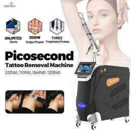 Machine Laser de lavage de tatouage picoseconde 2023, équipement d'élimination des taches foncées des grains de beauté Nd Yag 532nm 755nm 1064nm 1320nm, approbation CE