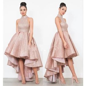 2023 rosa renda vestidos de baile feito sob encomenda uma linha halter alta lowplunging cocktail vestidos de festa vestido curto