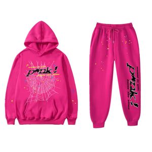 2023 Rose Sp5der 555555 Hoodie Hommes Femmes Haute Qualité Ange Nombre Pâte Feuilletée Impression Graphique Spider Web Sweats taille S / M / L / XL