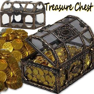 2023 Pirate Gold Coin Box rétro Transparent Pirate Treasure Crystal Crystal Bijoux Case de stockage Organisateur de stockage KeepSaket