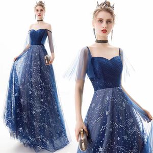 2023 Plus size blauw prom jurk Arabisch aso ebi gold luxueuze zeemeermin prom jurken kristallen kristallen avond formeel feest tweede receptie verjaardag verlovingsjurken