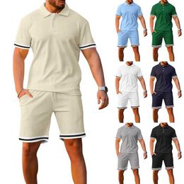 2023 Plus Size Jeugd Heren Trainingspakken Designer Polo Kraag Gesp Paneel Korte Mouwen Shorts Sport Pak Zomeroutfits