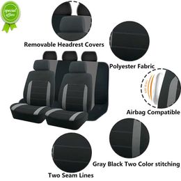 2023 Polyester Universal Car Seat Covers Stitching Fabric voor S Full Set Fit Most SUV Truck Van Airbag compatibel