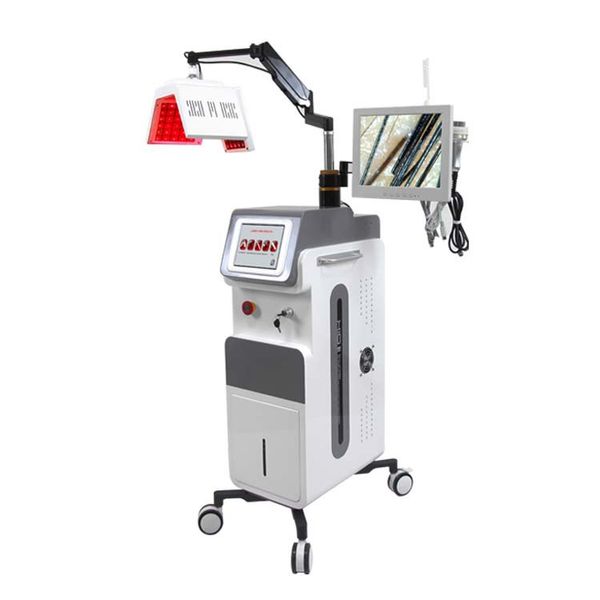 2023 Beauté populaire 650nm Diode Laser Croissance des cheveux PDT LED Peigne avec analyseur de cheveux Restauration Traitement de repousse Machine de massage du cuir chevelu pour le traitement de la perte de cheveux