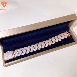 Bracelet en diamant Moissanite Sterling 2023, nouveau Design populaire, 4 rangées, haute qualité, Hip Hop, chaîne cubaine glacée, 925