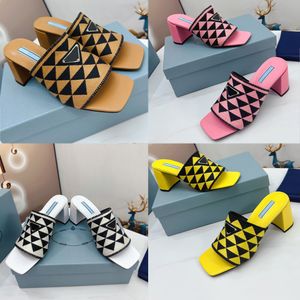 2023 Populaire dames designer sandalen hoge hakken pantoffels bovenwerk met driehoekig kenmerkend logo nobele elegante sandalen Strand sandaal hoge kwaliteit sandaal