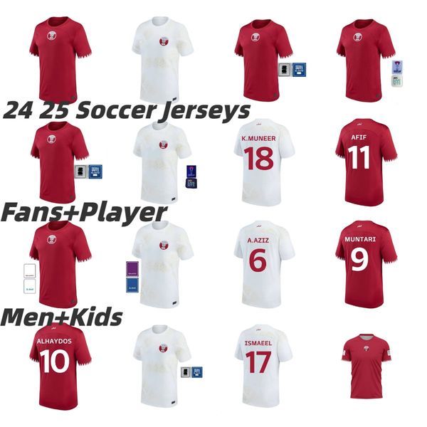 2023 2024 Qatar Soccer Jerseys Équipe nationale AFIF ALI HATEM HAYDOS BOUDIAF Home Away HASSAN MUNTARI KHOUKHI ASAD Chemises de football HOMAM BOUALEM Hommes Enfants Kits Coupe d'Asie